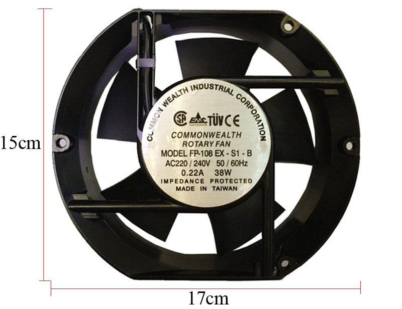 فن بلبرینگی 220 ولت سایز 17x15 سانت