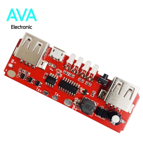 ماژول شارژ و دشارژ باتری لیتیومی ۲A با دو خروجی USB و نشانگر LED
