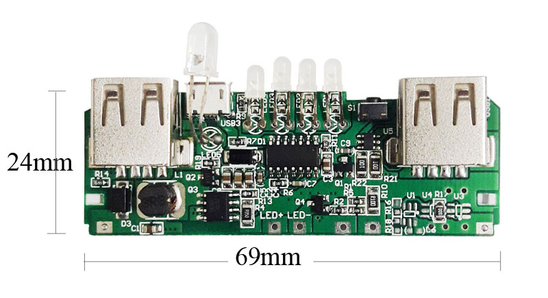 برد پاور بانک 5v 2A با دو خروجی USB 