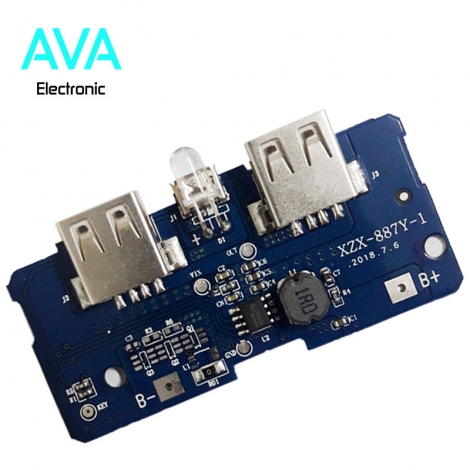 برد پاور بانک 5v 2.1A با دوخروجی USB (ماژول شارژ و دشارژ)