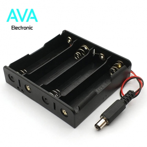 جاباتری چهار تایی لیتیوم یون 3.7V سایز 18650 به همراه فیش آداپتوری