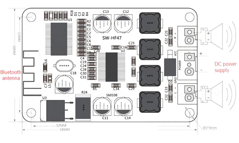 ماژول آمپلی فایر ۲×۱۵ وات بلوتوثی با تراشه TPA3110