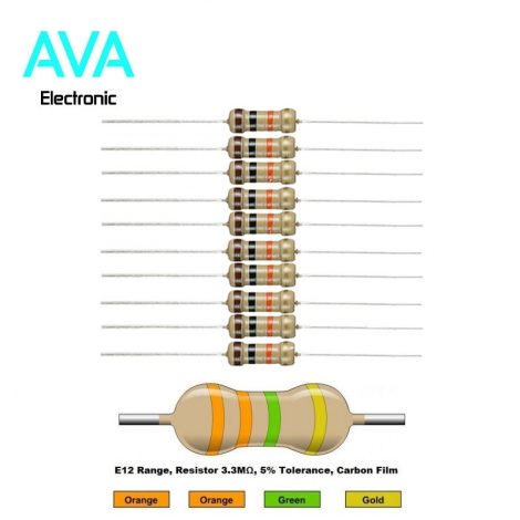 مقاومت 3.3 مگا اهم 1 وات 5 درصد