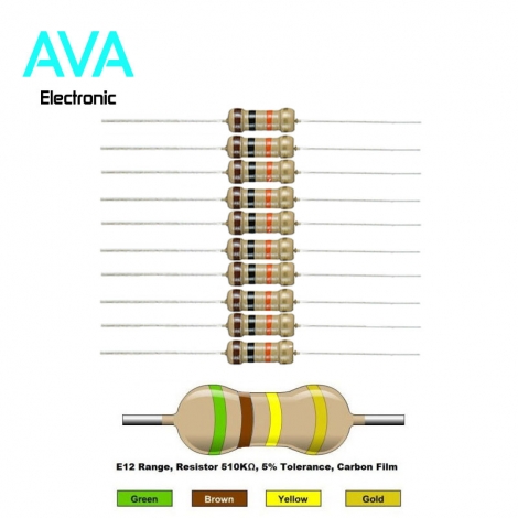 مقاومت 510 کیلو اهم 1 وات 5 درصد