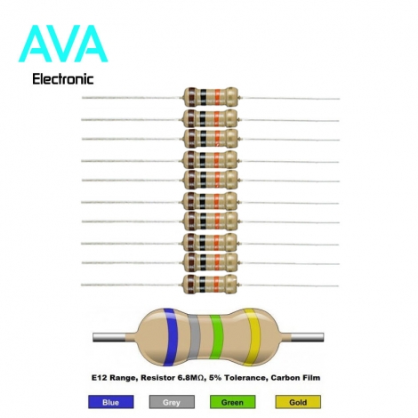 مقاومت 6.8 مگا اهم 1 وات 5 درصد