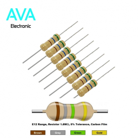 مقاومت 1.8 مگا اهم 2 وات 5 درصد