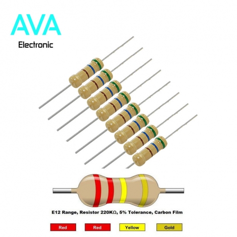 مقاومت 220 کیلو اهم 2 وات 5 درصد
