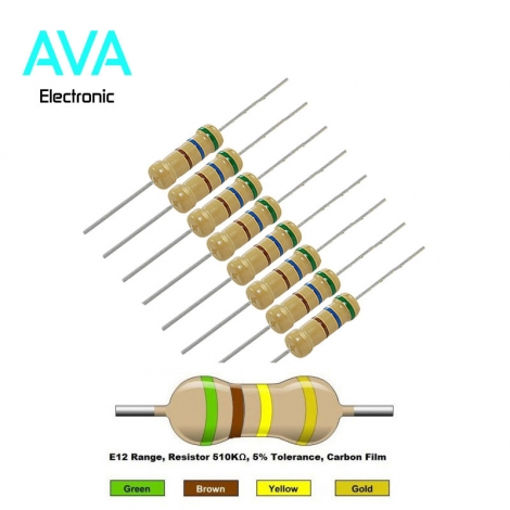 مقاومت 510 کیلو اهم 2 وات 5 درصد
