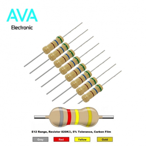 مقاومت 820 کیلو اهم 2 وات 5 درصد