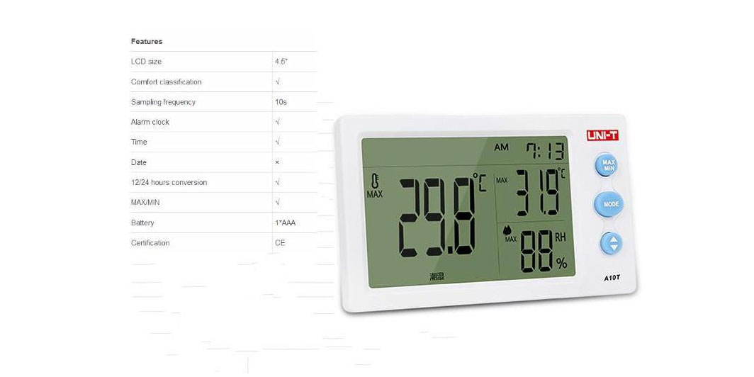 رطوبت سنج و دماسنج محیطی رومیزی UNI-T مدل A10T