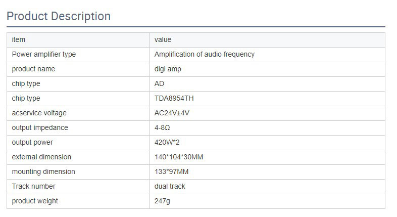 آمپلی فایر قدرت بالا استریو 2x420w مبتنی بر تراشه TDA8954TH