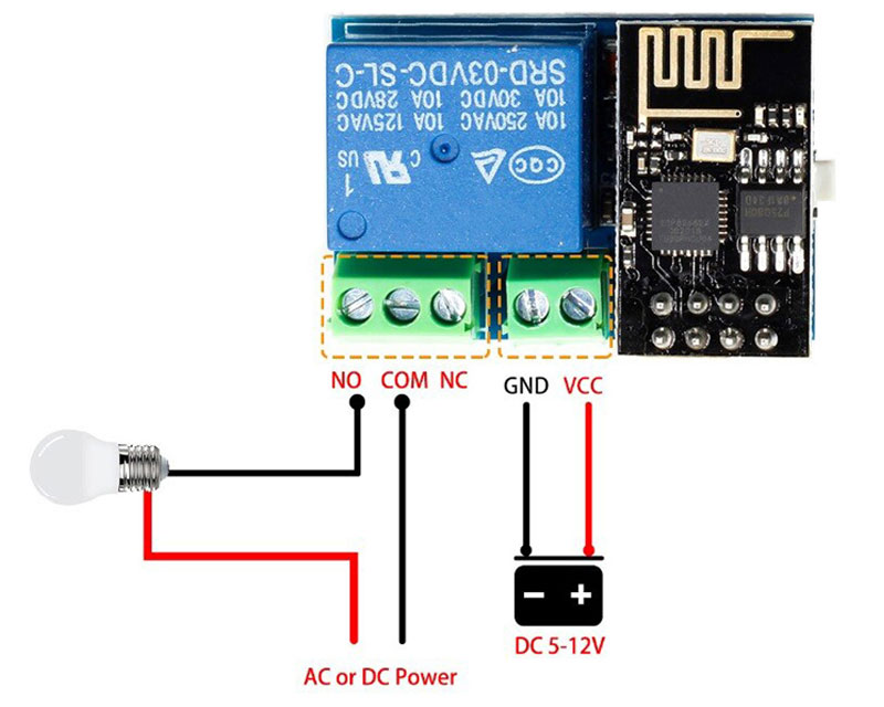 ماژول رله تک کاناله با قابلیت کنترل توسط موبایل