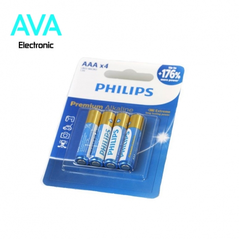 باتری نیم قلمی Premium Alkaline فیلیپس بسته 4 عددی