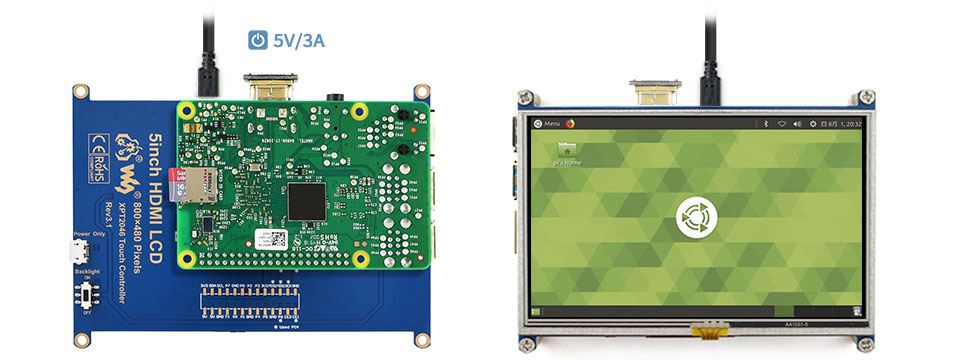 نمایشگر 5 اینچ با رزولوشن 800×480 برند WaveShare