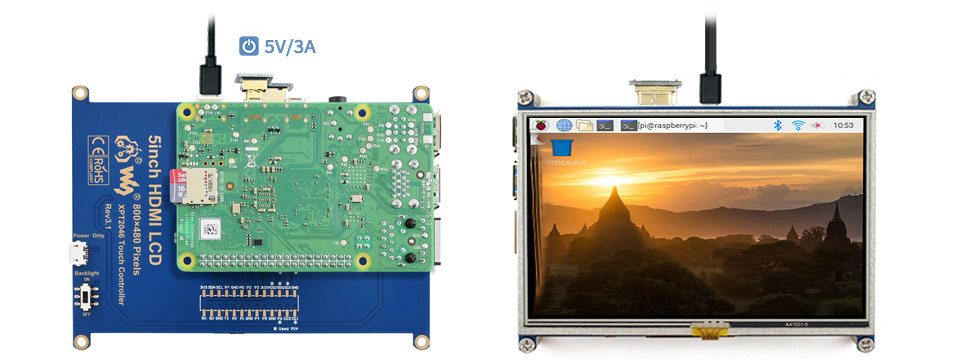 نمایشگر 5 اینچ با رزولوشن 800×480 برند WaveShare