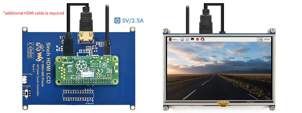 نمایشگر 5 اینچ با رزولوشن 800×480 برند WaveShare