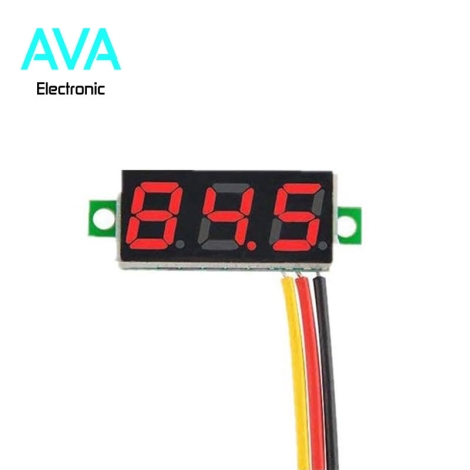 ولتمتر دیجیتال 0 تا 100 ولت DC قرمز سه سیمه 0.28 اینچ