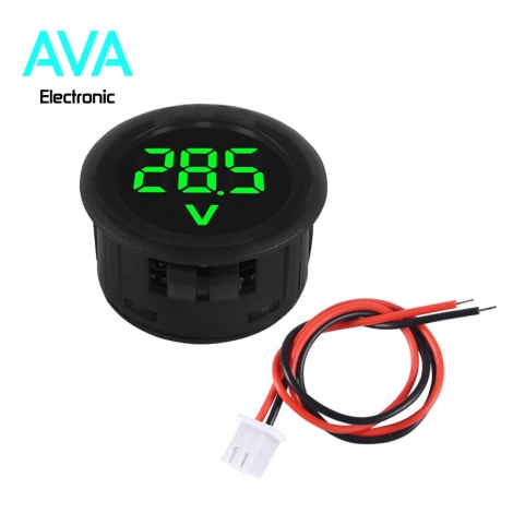 ولتمتر پنلی گرد سبز 4 تا 100 ولت DC دو سیم