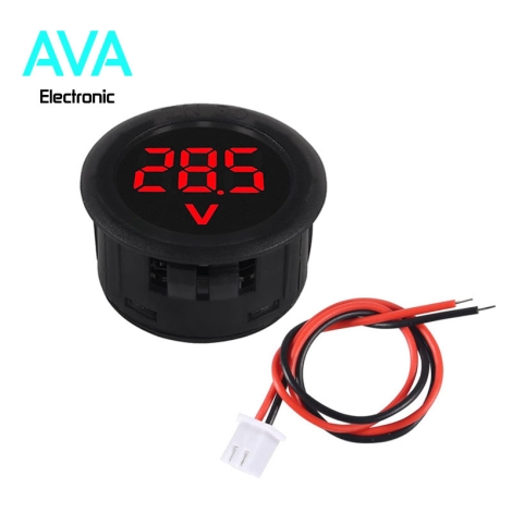 ولتمتر پنلی گرد قرمز 4 تا 100 ولت DC دو سیم