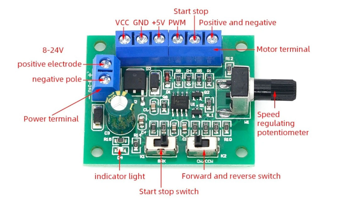 ماژول کنترلر دور موتور PWM DC 8-24V