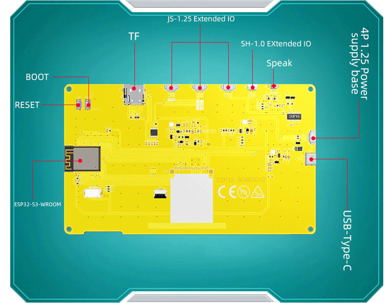 برد توسعه ESP32-S3 با نمایشگر خازنی 7 اینچ رزولوشن 800X480