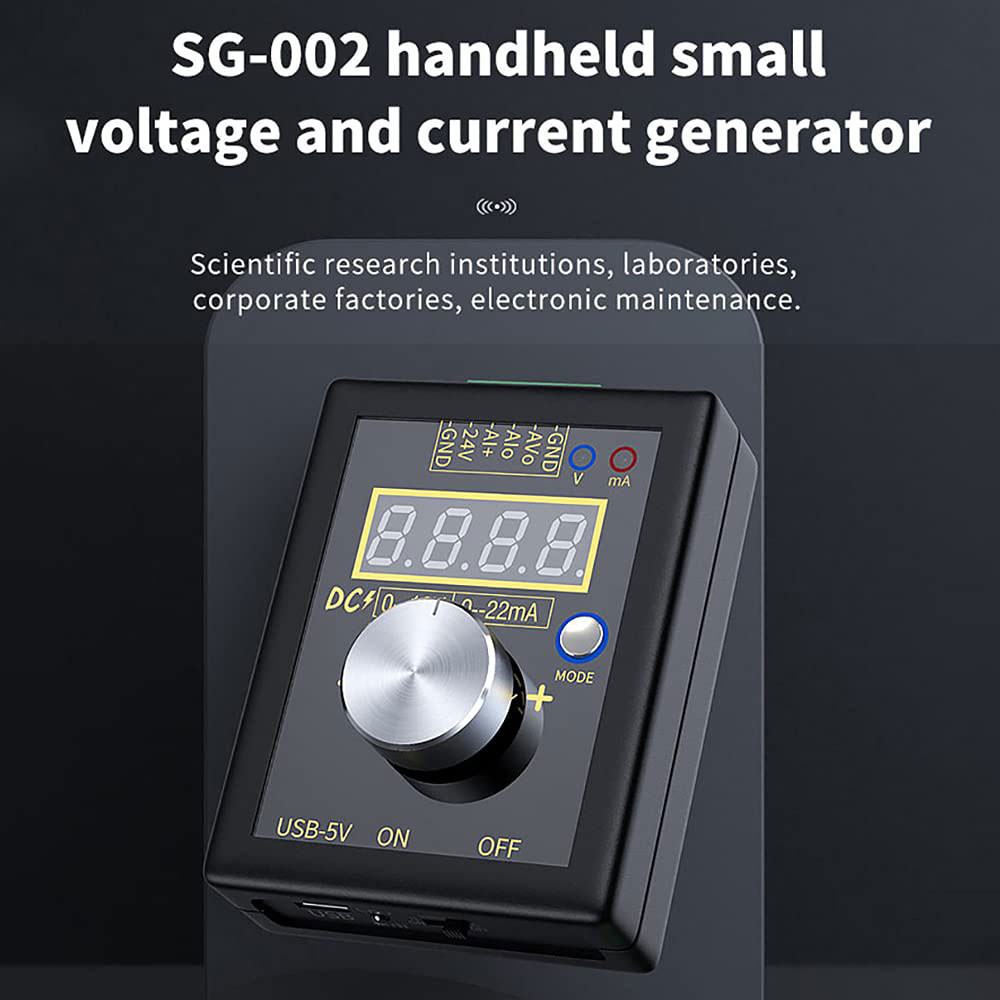 دستگاه سیگنال ژنراتور و ترانسمیتر جریان FNIRSI SG-002 یک ابزار اندازه‌گیری و کالیبراسیون حرفه‌ای برای مهندسان و تکنسین‌های برق و اتوماسیون صنعتی است. این دستگاه پرتابل و کاربردی، توانایی تولید و شبیه‌سازی دقیق سیگنال‌های ولتاژ در بازه 0-10V و سیگنال‌های جریان در بازه 4-20mA (و 0-20mA) را دارد و ابزاری ایده‌آل برای تست، عیب‌یابی و راه‌اندازی انواع تجهیزات ابزار دقیق، PLCها و اینورترها محسوب می‌شود.ویژگی‌های کلیدی محصول (برای بخش Bullet Points):تولید هم‌زمان سیگنال: شبیه‌سازی دقیق ولتاژ ($0-10V$) و جریان ($4-20mA / 0-20mA$)دقت و ثبات بالا: خروجی پایدار و کالیبره‌شده برای تست‌های حساس ابزار دقیقطراحی پرتابل و جیبی: وزن سبک و ابعاد کوچک برای جابجایی راحت در محیط‌های کارگاهیکاربری آسان: دارای کلیدهای چرخشی (انکودر) برای تنظیم سریع و دقیق مقادیر خروجیصفحه نمایش واضح: نمایش هم‌زمان و دقیق مقادیر خروجی به صورت عددی یا درصدی
