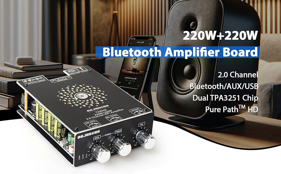 آمپلی فایر قدرت بالا استریو بلوتوثی 2x220W مدل T220HS